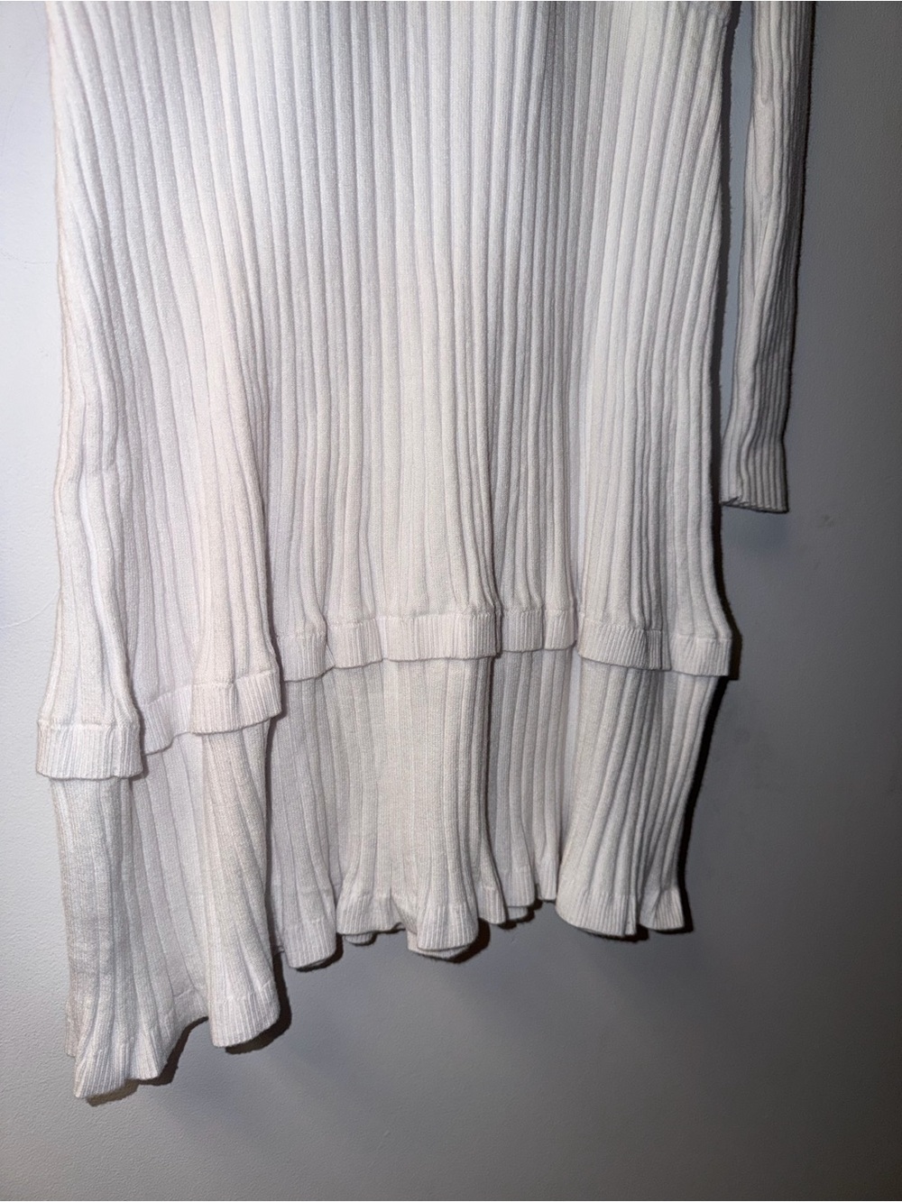 Cream Ribbed Button-Front Ruffle Hem Mini Dress - Picture 5 of 5